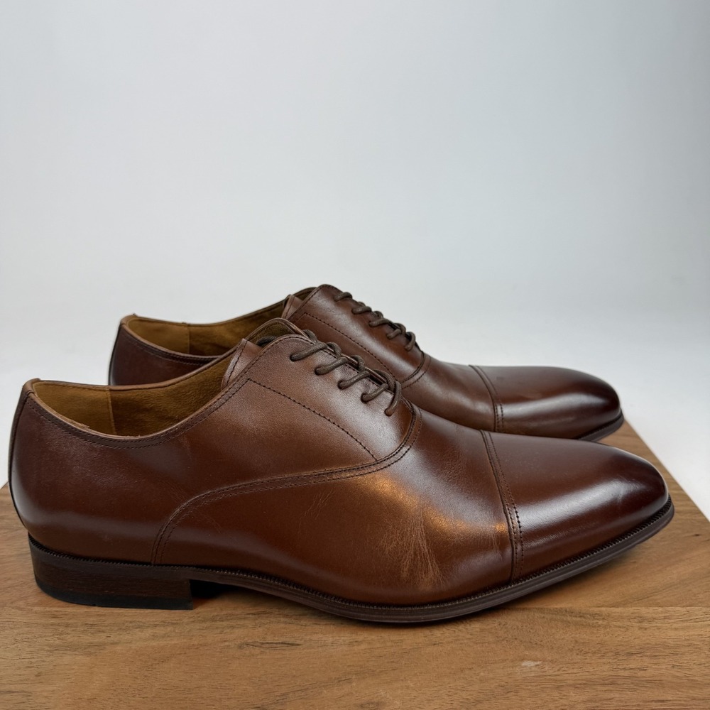 New Mens Florsheim Francisco Brown Leather Cap Toe Oxford Dress Shoes Size 13 E3